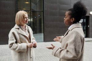 two ladies talking