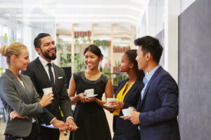 Group of corporate individual talking